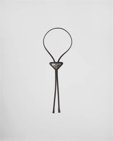 Prada: Black Saffiano Leather Bolo Tie 